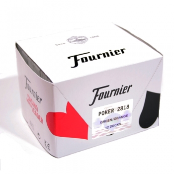Упаковка карт Fournier 2818 с зеленой и оранжевой рубашкой